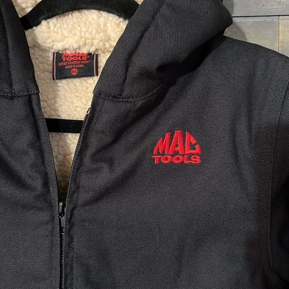 New Mac Tools Heavy Duty Zip Up Fleece Lined Kids Jacket Size 10/12 in Black